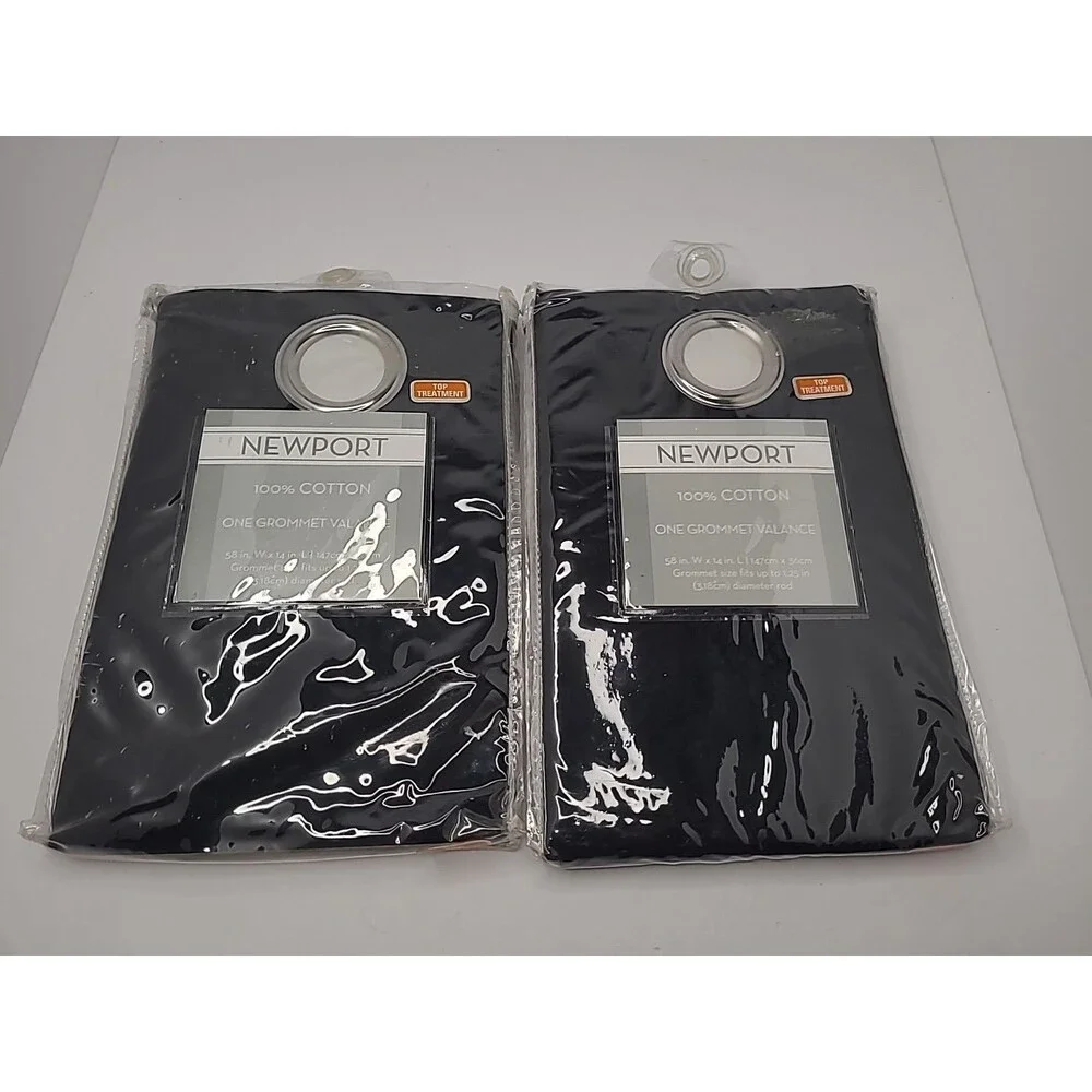 Newport Grommet Valance Set Black 58